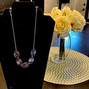 Touchstone Crystal In Rotation Necklace 15-18"‎ Rhodium Plated NEW